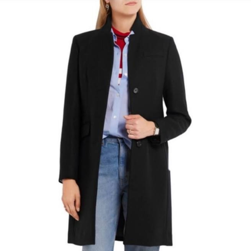 J. Crew Black Regent Top Coat in Wool and Cashmere - 0 - GUC - Classic